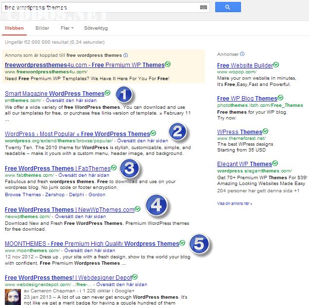 Tìm theme WordPress trên Google