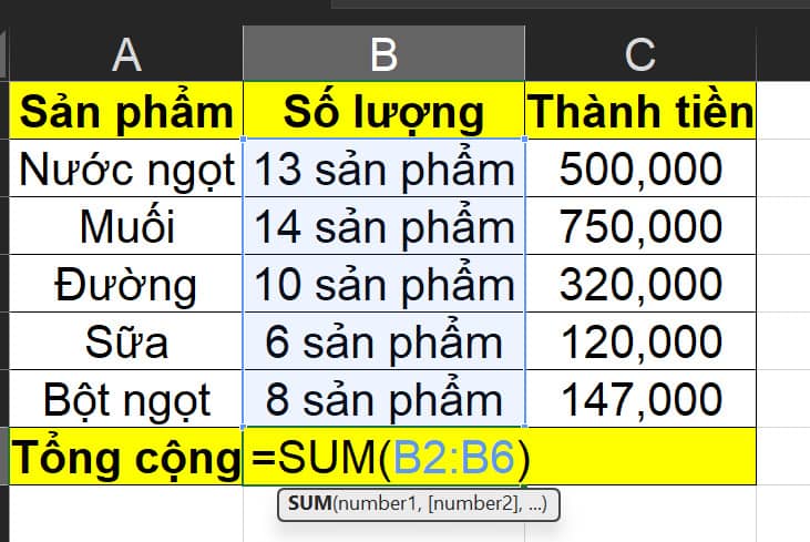 cách thêm đơn vị tính vào dữ liệu Excel