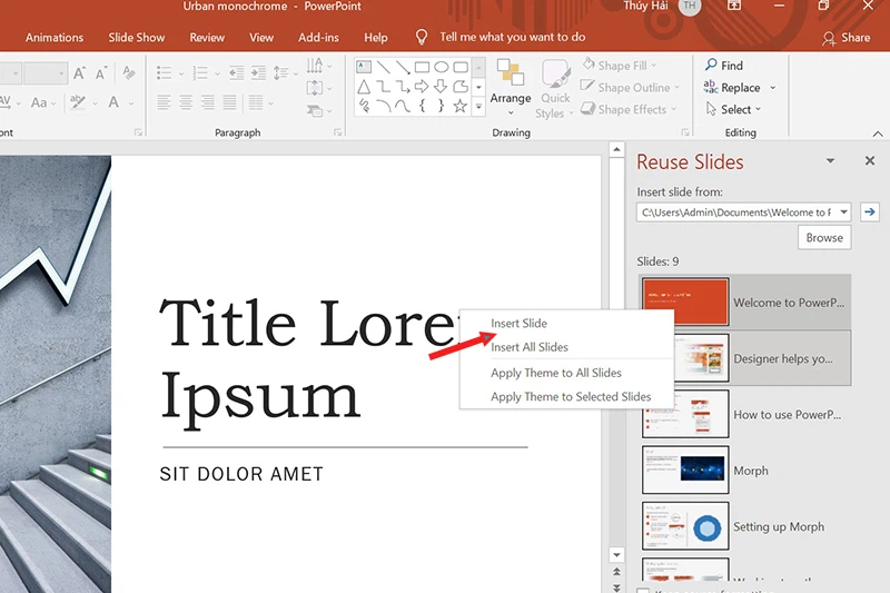 Cách ghép hai file Powerpoint thành một