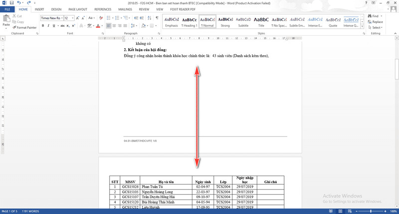 cách sửa lỗi bảng bị nhảy trang trong Word