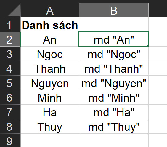 tạo folder hàng loạt và đặt tên theo danh sách Excel