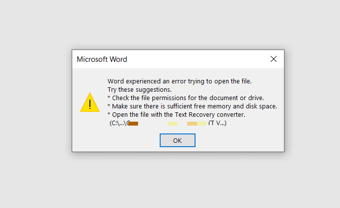 Cách sửa lỗi File Word mở không được Word experienced an error trying to open the file