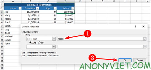 Cách sắp xếp và lọc dữ liệu trong Excel