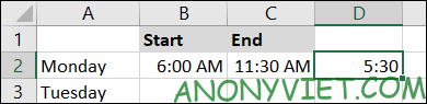 Cách cộng và trừ thời gian trong Microsoft Excel