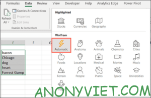 Cách áp dụng kiểu dữ liệu tự động trong Excel