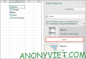 Cách áp dụng kiểu dữ liệu tự động trong Excel