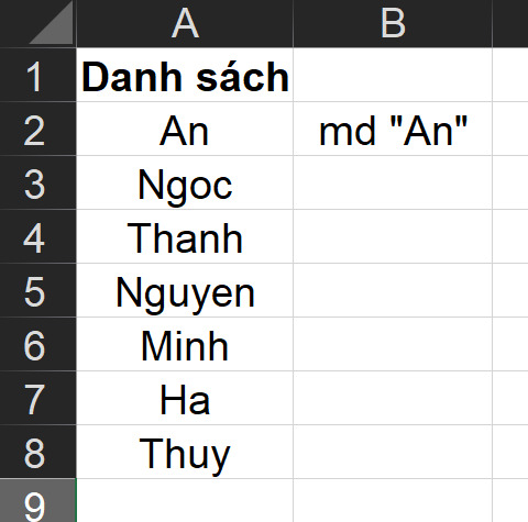 tạo folder hàng loạt và đặt tên theo danh sách Excel